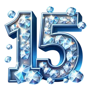 Shiny Number 15 with Blue and White Diamonds