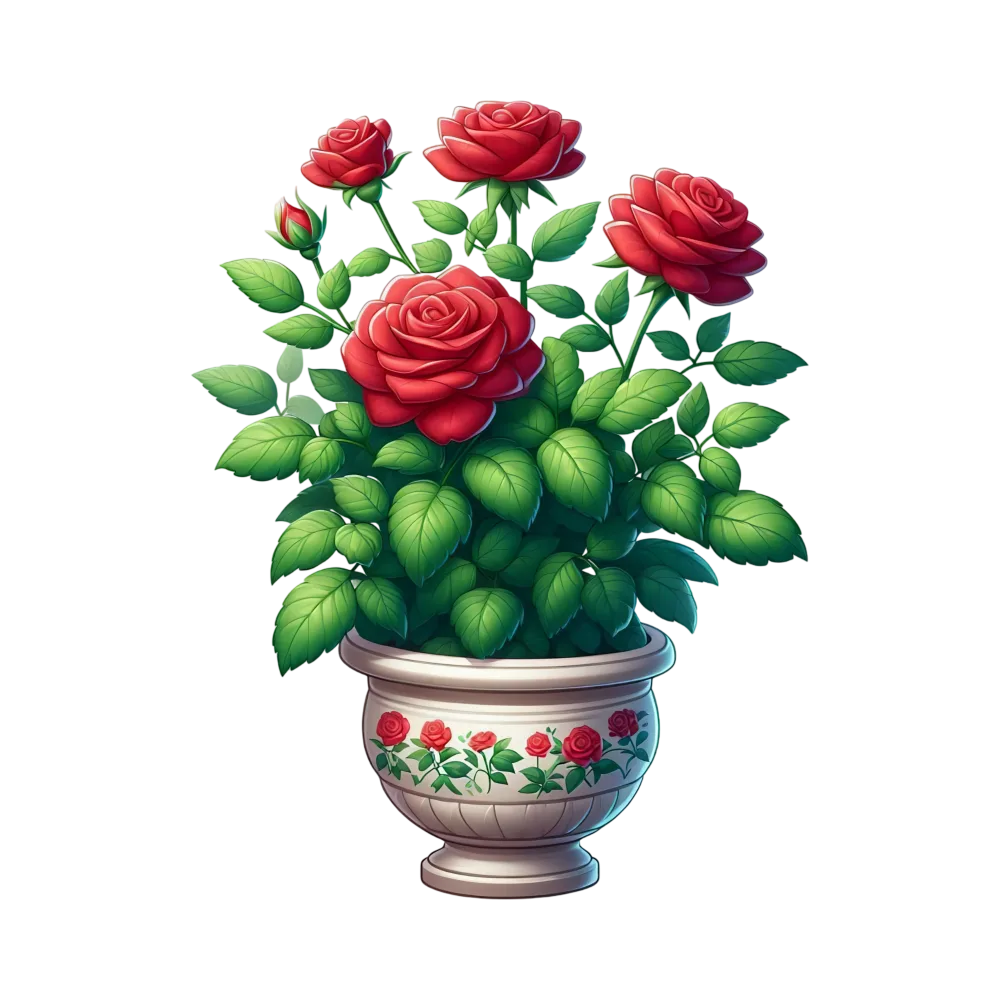 Red Roses in Decorative Flowerpot