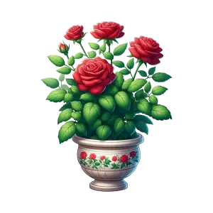 Red Roses in Decorative Flowerpot