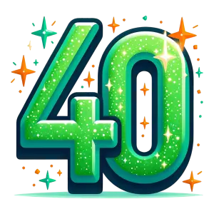Green Glittering Number 40 with Sparkles