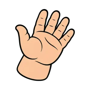 Cartoon Illustration of a Raised Hand Palm