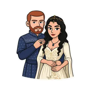 Medieval Royal Couple in Elegant Attire