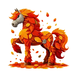 Autumn Leaf Horse Illustration