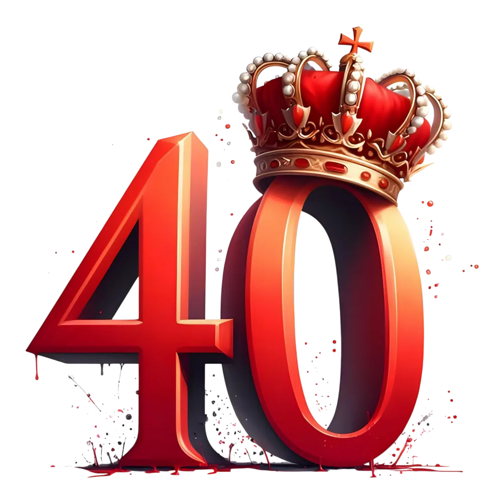 Red Number 40 with Royal Crown