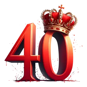 Red Number 40 with Royal Crown