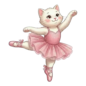 Cute White Cat Ballerina in Pink Tutu