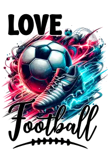 Love Football Graphic with Soccer Ball and Cleat