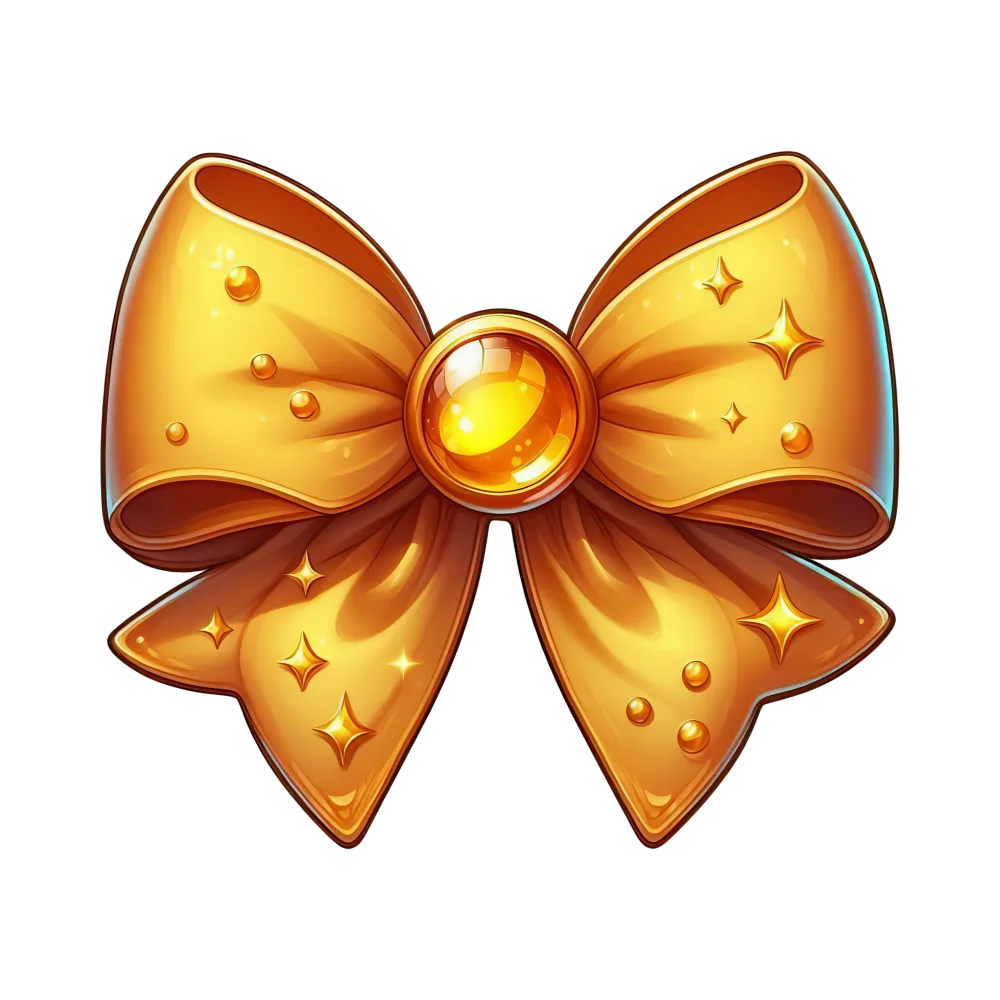 Golden Decorative Bow with Sparkles and Gem