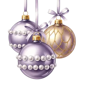 Elegant Purple and Gold Christmas Ornaments with Ribbons