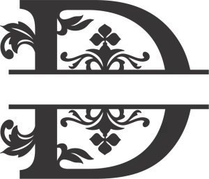 Decorative D Letter with Ornate Floral Design