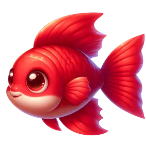 Cute Red Cartoon Goldfish with Big Eyes