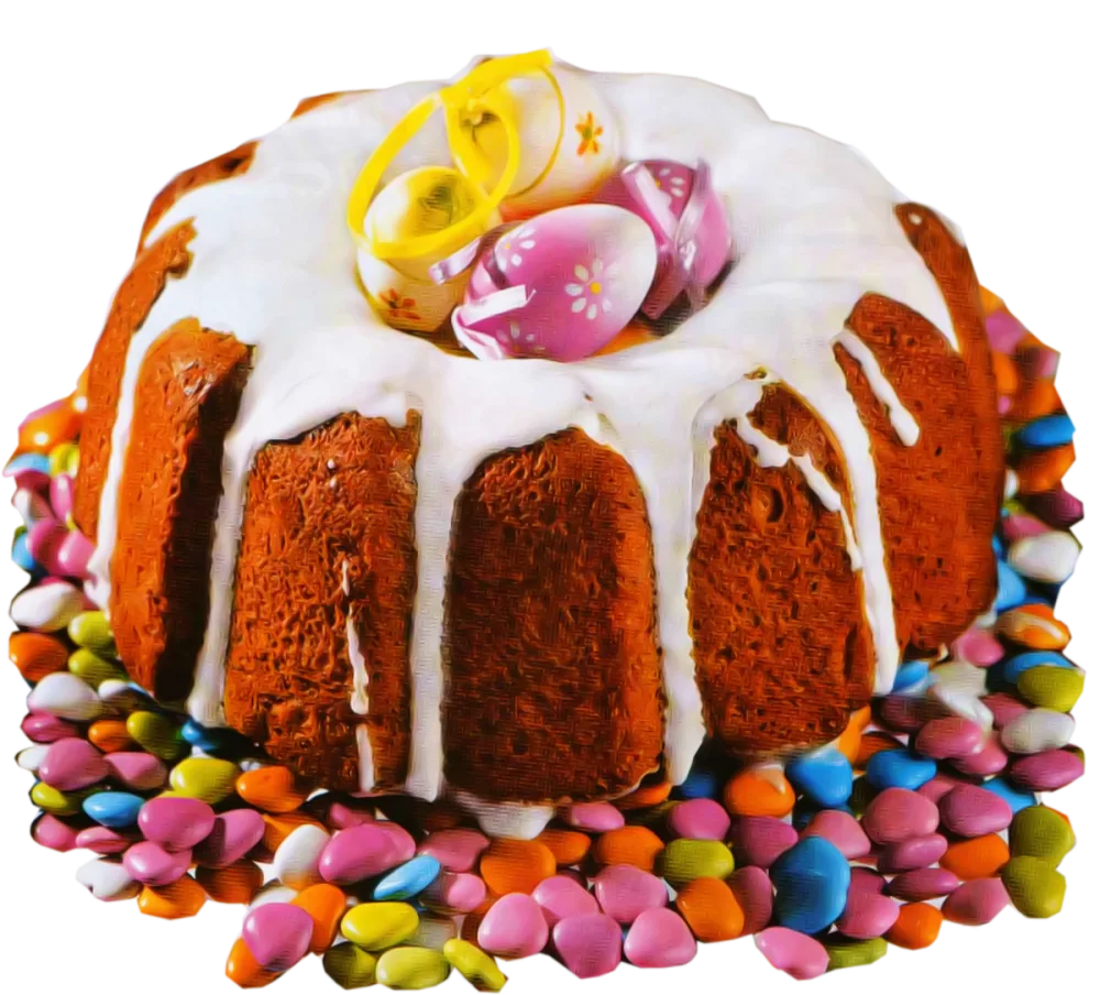 Easter Bundt Cake with Icing and Colorful Candy