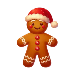Christmas Gingerbread Man Cookie with Santa Hat