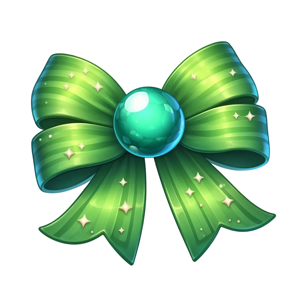 Shiny Green Decorative Bow with Gem