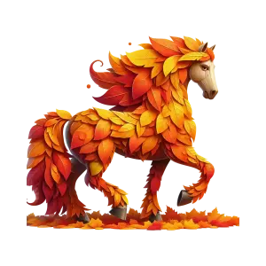 Horse Made of Autumn Leaves Illustration