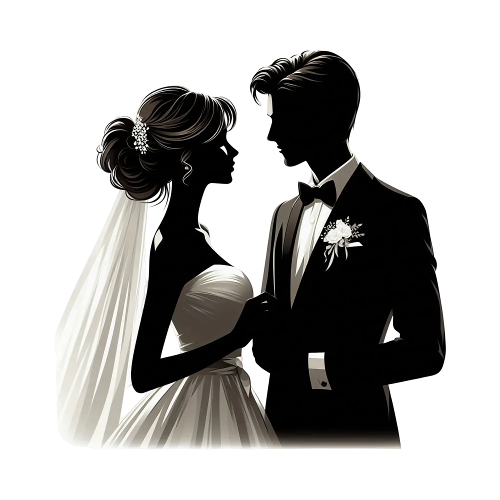 Silhouette of Bride and Groom Wedding Couple