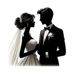 Silhouette of Bride and Groom Wedding Couple