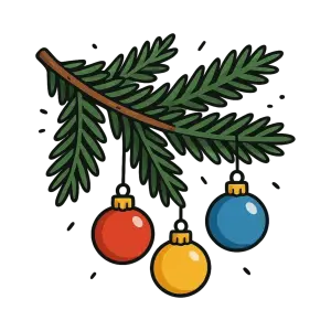 Christmas Tree Branch with Hanging Ornaments