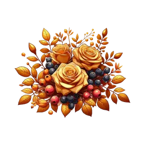 Autumn Bouquet with Orange Roses and Berries
