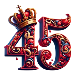 Elegant Decorative Number 45 with Crown