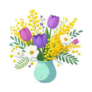 Colorful Floral Bouquet in Blue Vase