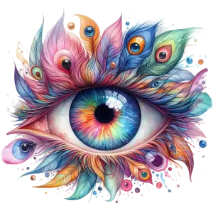 Colorful Artistic Eye with Feather-like Eyelashes