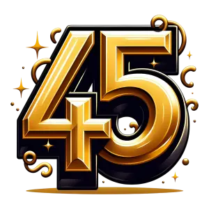 Golden 45 Number with Decorative Sparkles