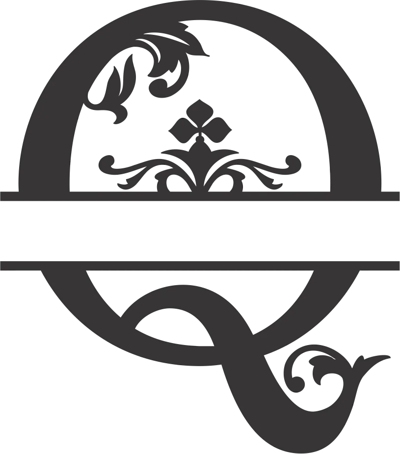 Ornamental Floral Divider Line in Black