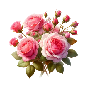 Bouquet of Pink Roses with Green Leaves