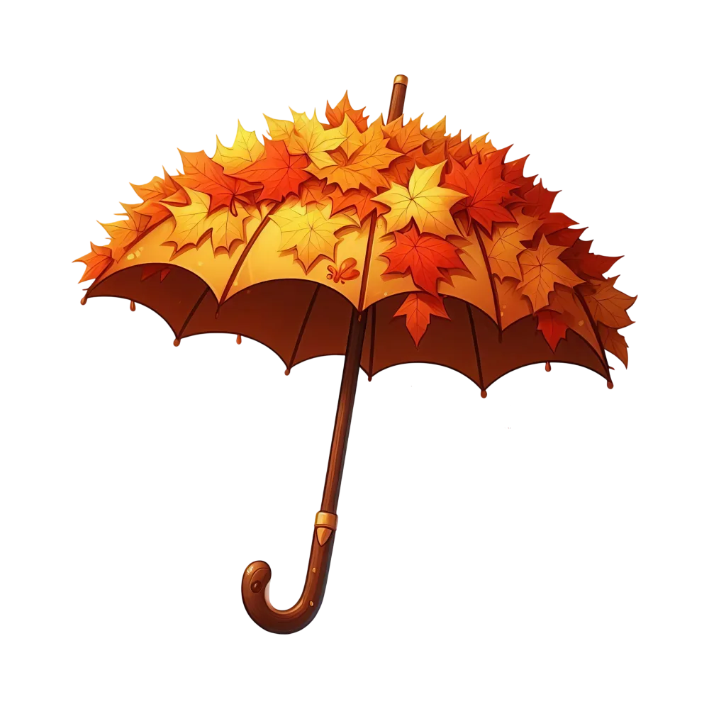 Autumn Umbrella with Orange and Yellow Maple Leaves
