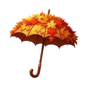Autumn Umbrella with Orange and Yellow Maple Leaves