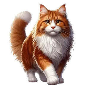 Realistic Orange and White Long-Haired Cat Walking