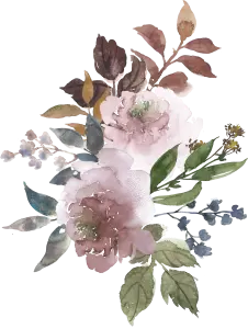 Watercolor Floral Bouquet with Soft Pink and Green Leaves