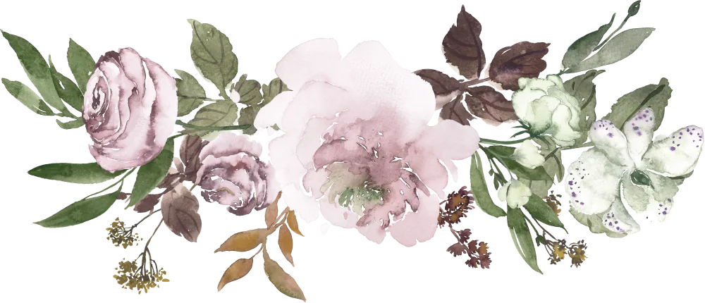 Watercolor Floral Arrangement with Roses and Greenery