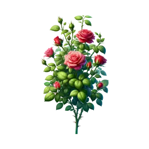 Pink Rose Bouquet with Green Leaves