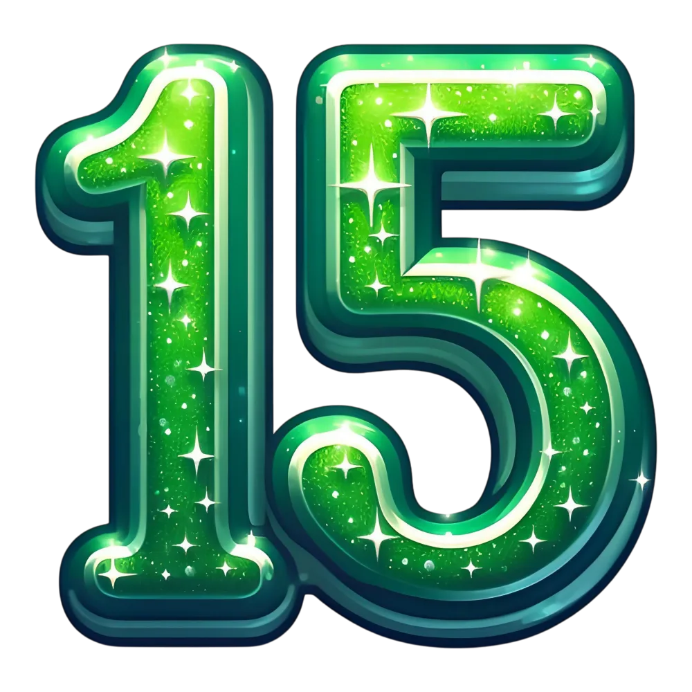 Shiny Glittery Green Number 15