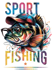 Colorful Sport Fishing Fish with Cap and Glasses