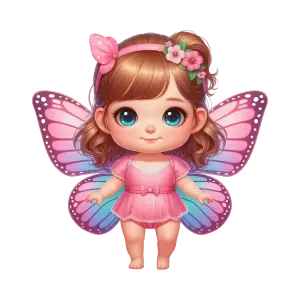 Cute Baby Fairy with Pink Butterfly Wings