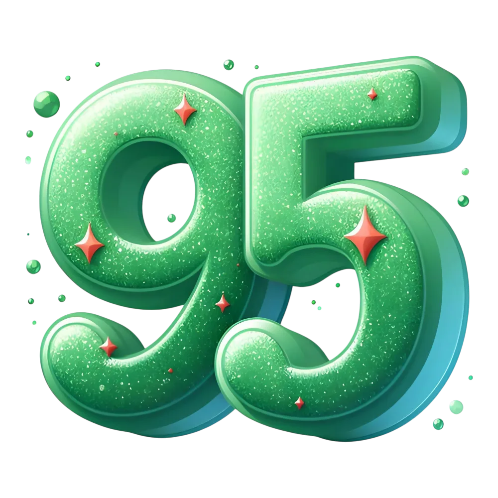 3D Glittery Green Number 95 with Sparkles