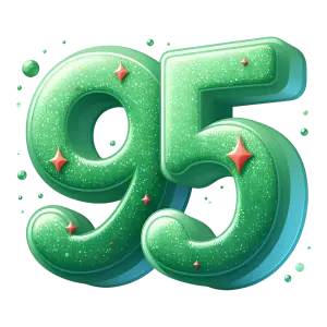 3D Glittery Green Number 95 with Sparkles
