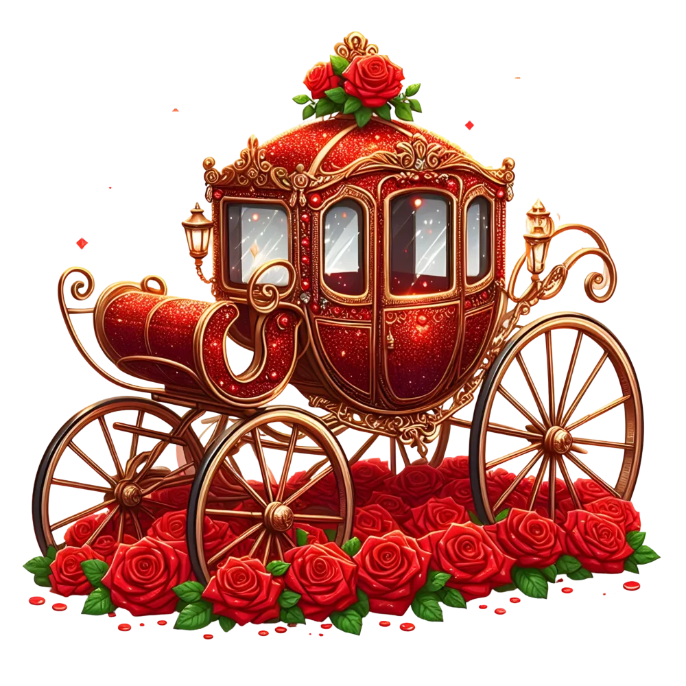 Ornate Red Royal Carriage with Roses