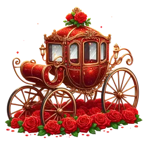 Ornate Red Royal Carriage with Roses