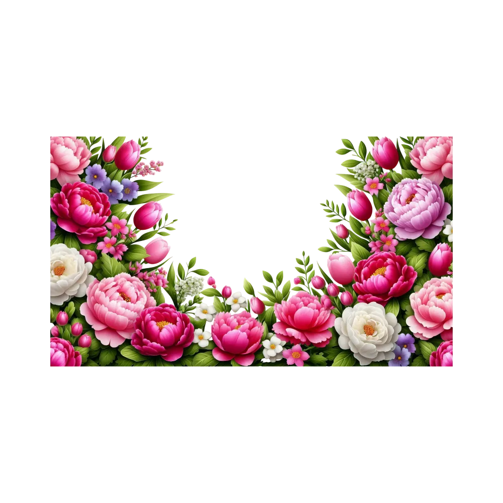 Colorful Floral Frame with Peonies and Tulips