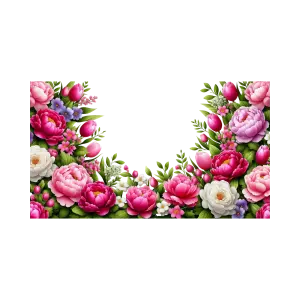 Colorful Floral Frame with Peonies and Tulips