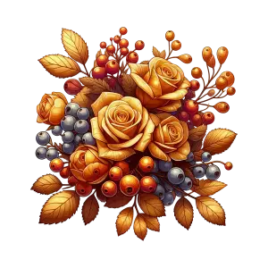 Rustic Autumn Bouquet with Orange Roses and Berries