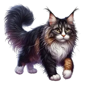 Realistic Maine Coon Cat Illustration