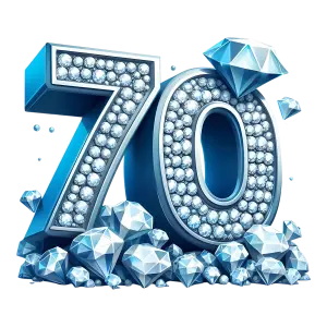 70 Number Made of Blue Diamonds and Gems