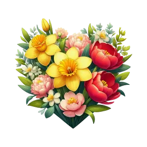 Colorful Spring Flower Bouquet with Daffodils and Tulips