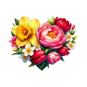 Colorful Bouquet of Spring Flowers with Daffodils and Tulips