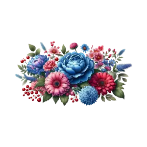 Colorful Floral Bouquet with Blue and Pink Flowers